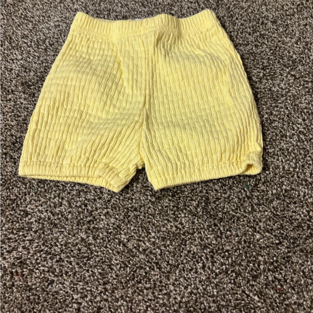 Yellow Kids Ribbed Shorts